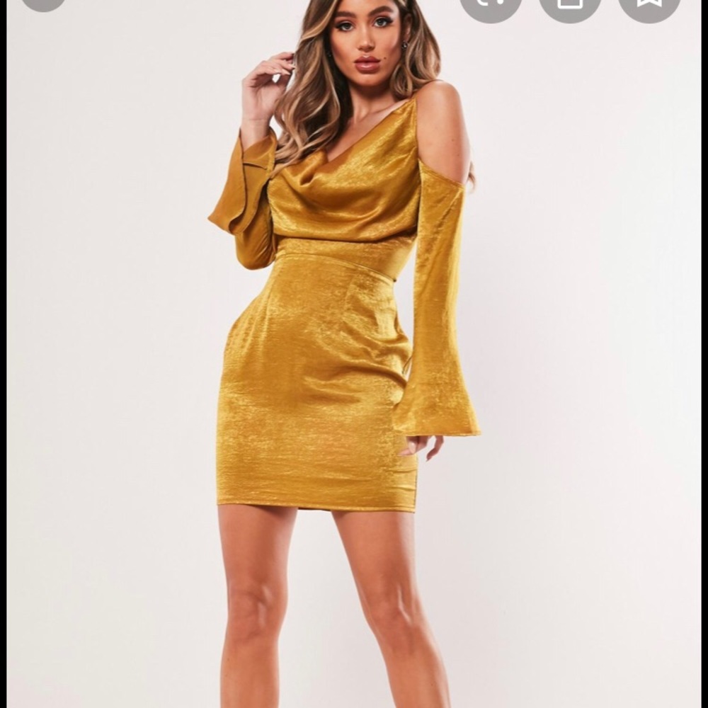Cold shoulder satin dress